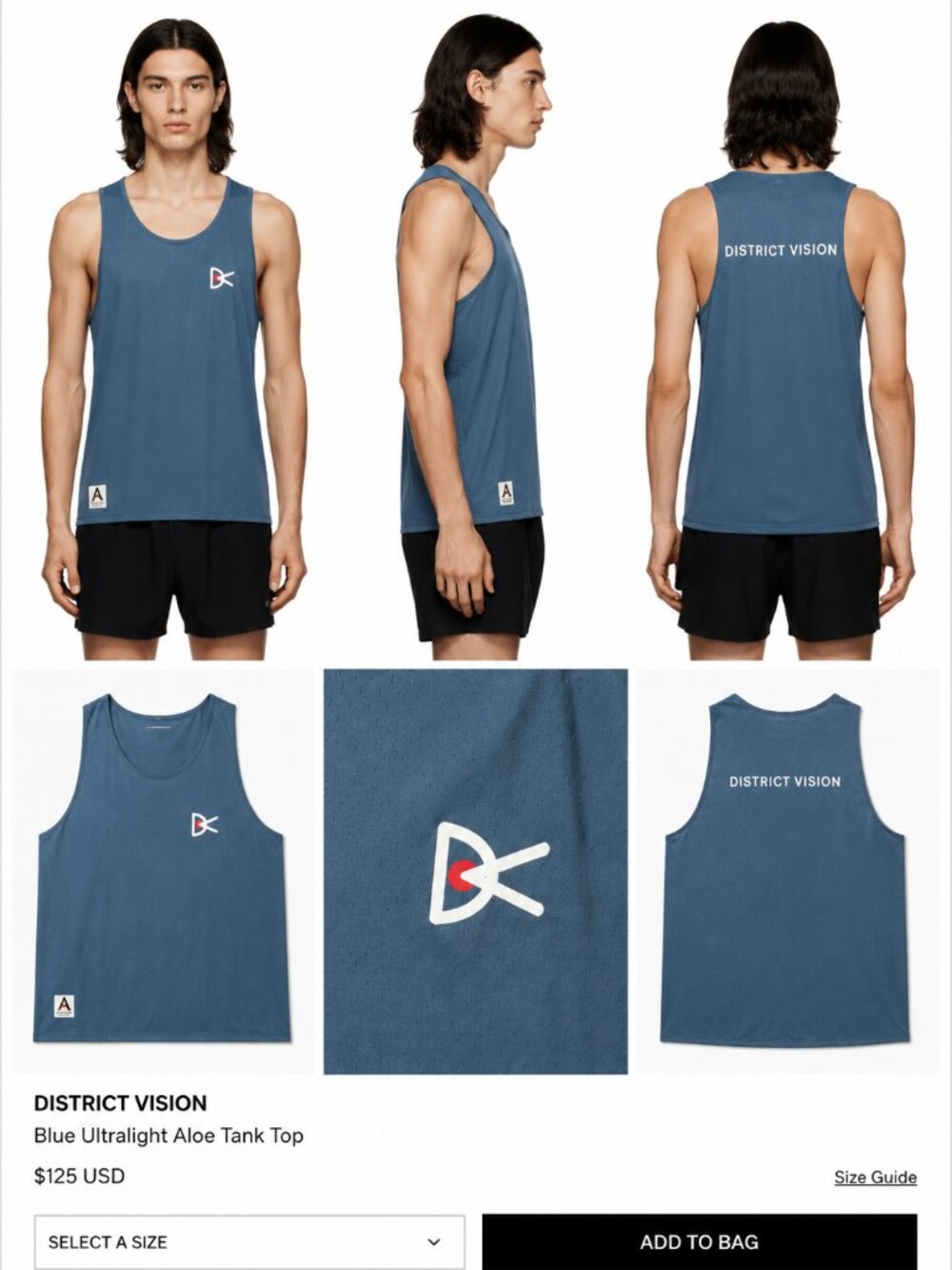 District Vision Blue Teal Running Tank